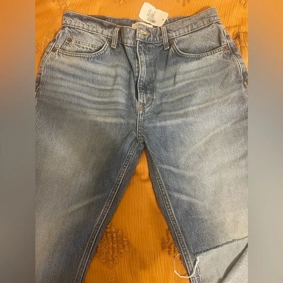 RE/DONE  70s Straight DARING INDIGO W/Rips - Picture 2 of 11